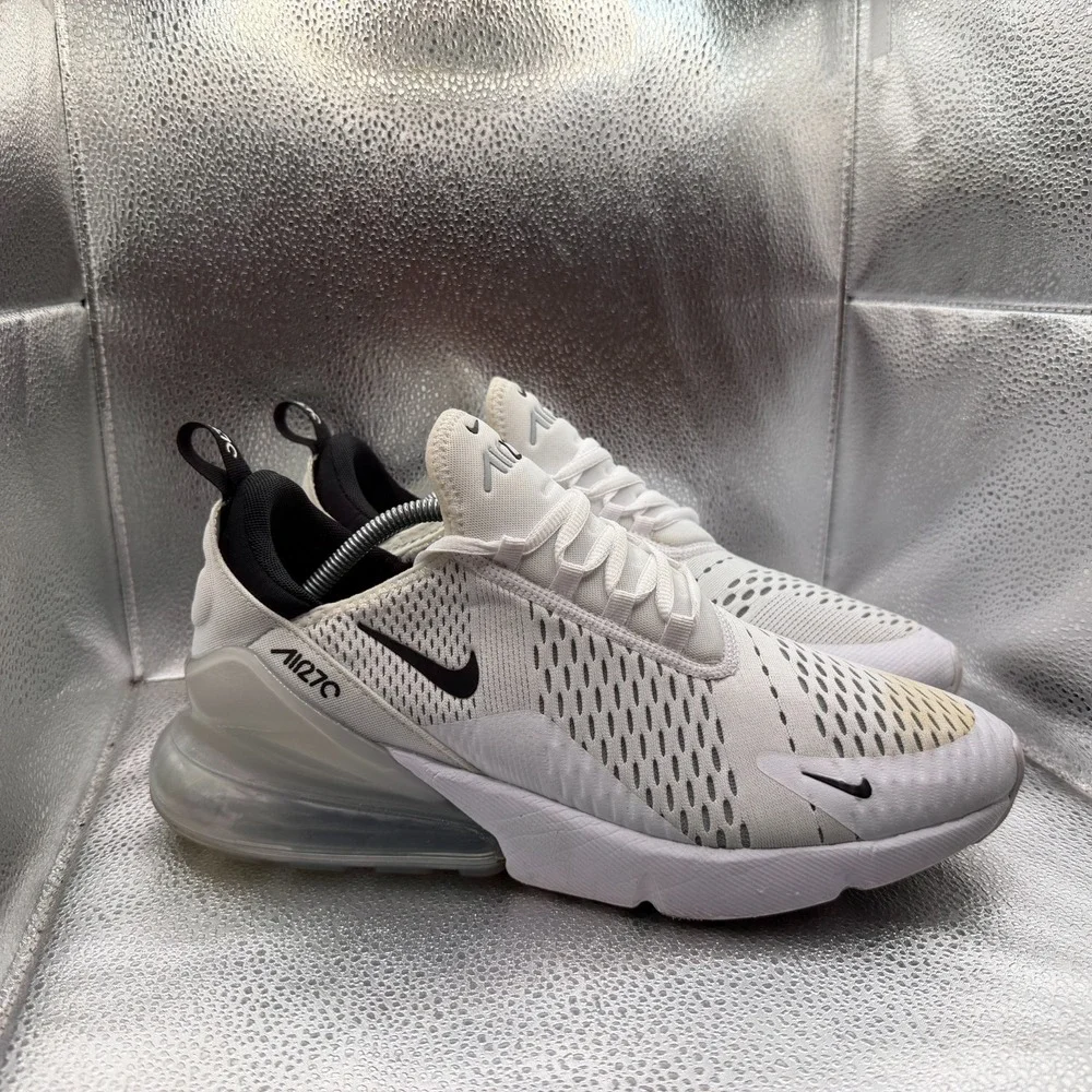 Size 11 Nike Air Max 270 White Black Mens Lace-Up Running‎ Shoes AH8050-100